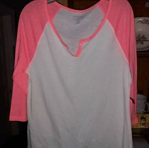 Vintage Coral and white baseball tee